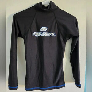 Rip Curl Classic Black & Blue Rash Guard Size XS